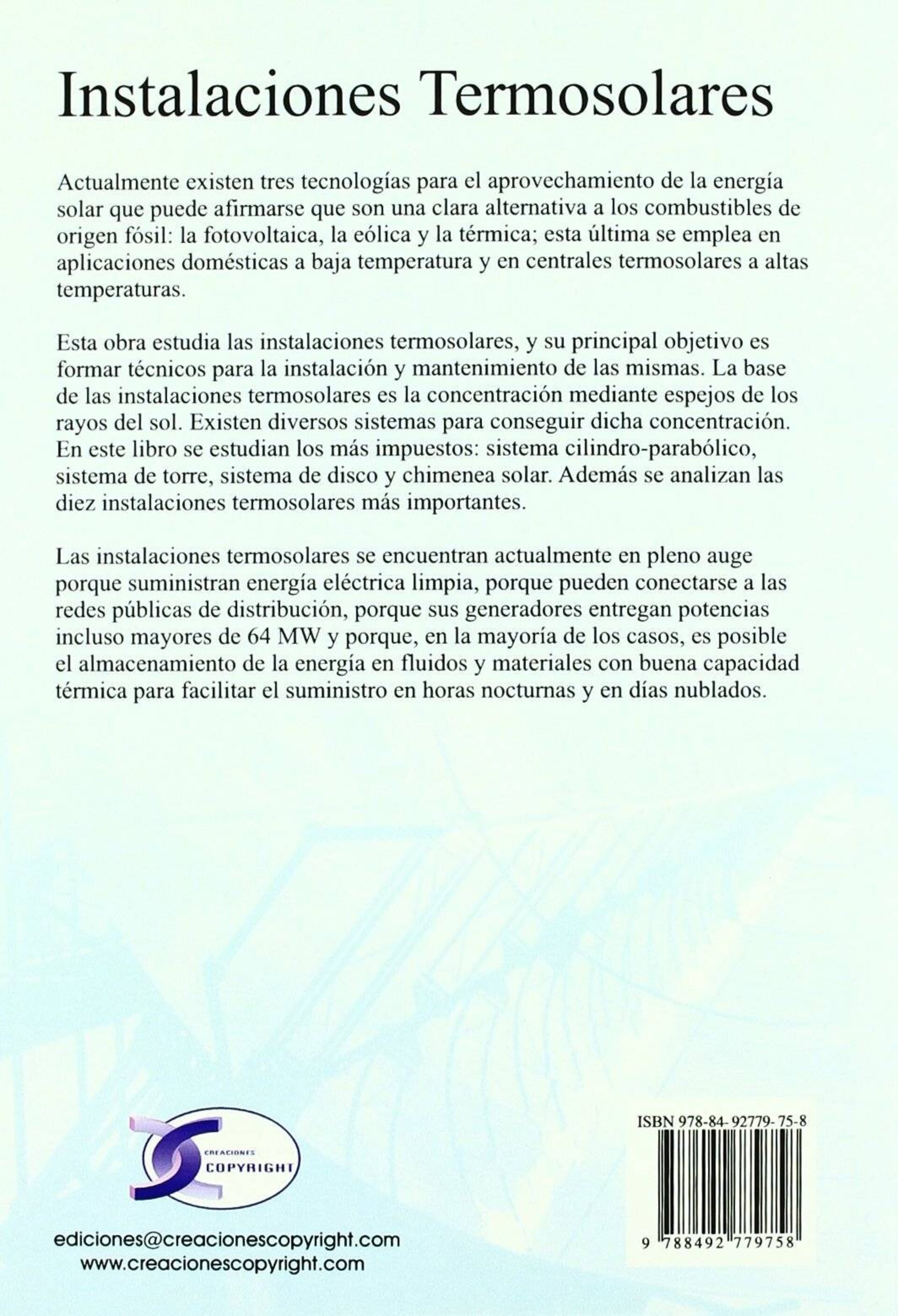 Instalaciones termosolares: Tecnologías sistemas y aplicaciones - 2
